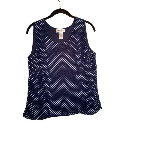 Drapers and Damon’s petite navy blue polkadot shell/tank top size pm - Picture 3 of 3